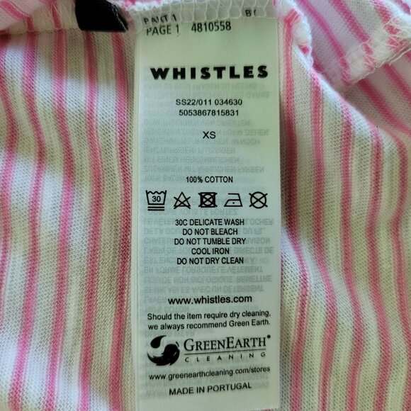 Whistles XS Pink Emily Stripe T-Shirt 100% Cotton - Picture 8 of 11